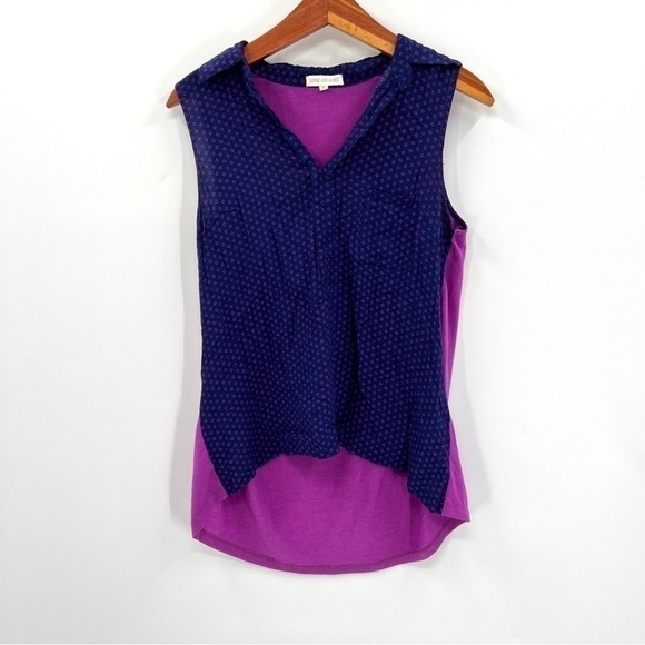 THYME AND HONEY Woman's Purple & Plum Two Tone V-Neck Blouse Size M - Picture 1 of 9